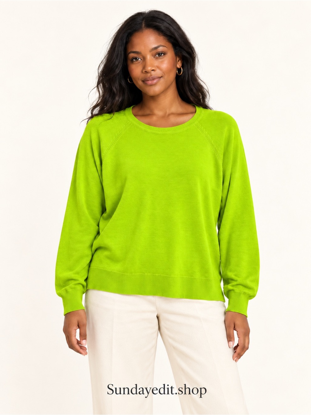 Zara Lime Green Lightweight Knit Sweater | Size M